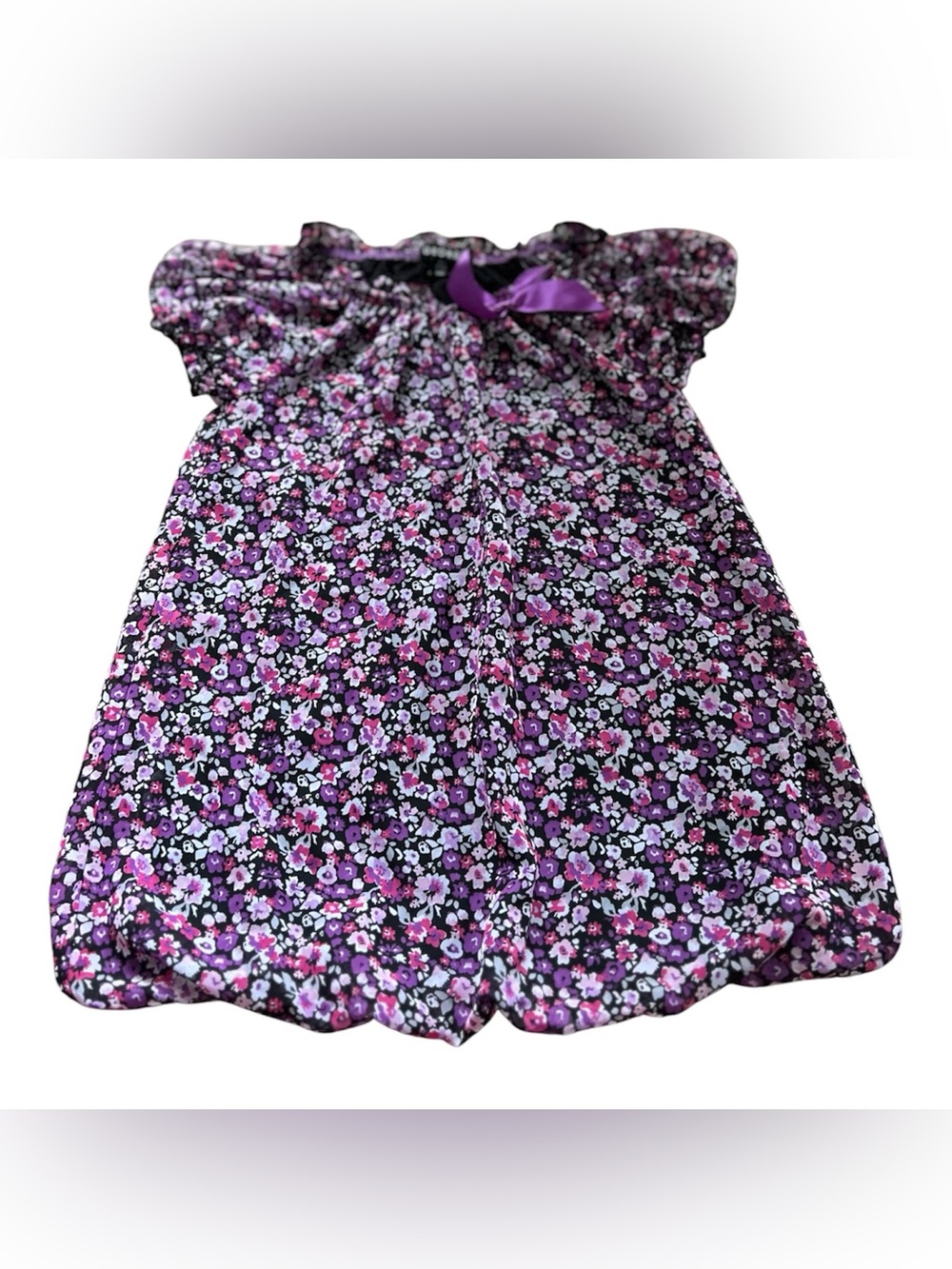 🆕George Girls Black and Purple Floral Top